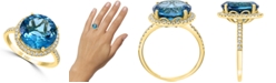 LALI Jewels London Blue Topaz (6-3/4 ct. t.w.) & Diamond (1/3 ct. t.w.) Statement Ring in 14k Gold